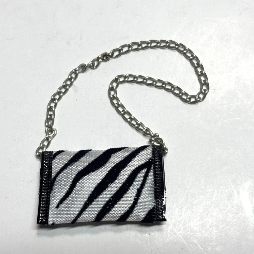 1:6 OOAK‎ Doll Purse Zebra Print Kids Black White Y2K Mini Bag Handmade